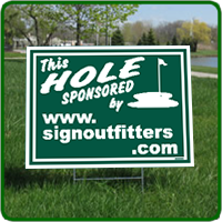 Golf Hole Sponsor Sign Golf Green with Flag