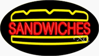 Sandwiches with Bun graphic Neon Sign - Oval Design
