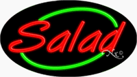 Salad with Green Border Neon Sign - Oval Design