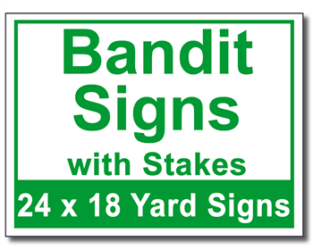 Banditsigns - Yard Signs with Sign Stakes - 50 Signs and Stakes 24x18